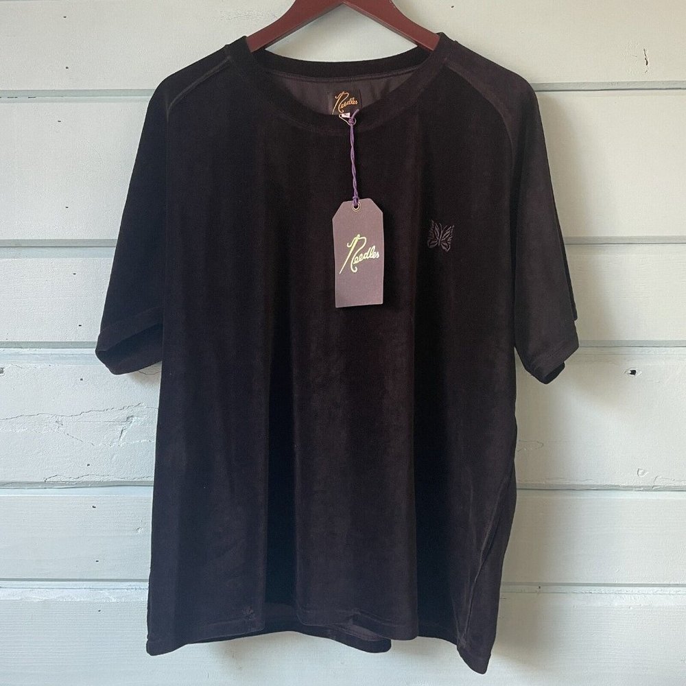 Needles - Embroidered Velour T-Shirt - Black - Nepenthes New York - Large, Boxy